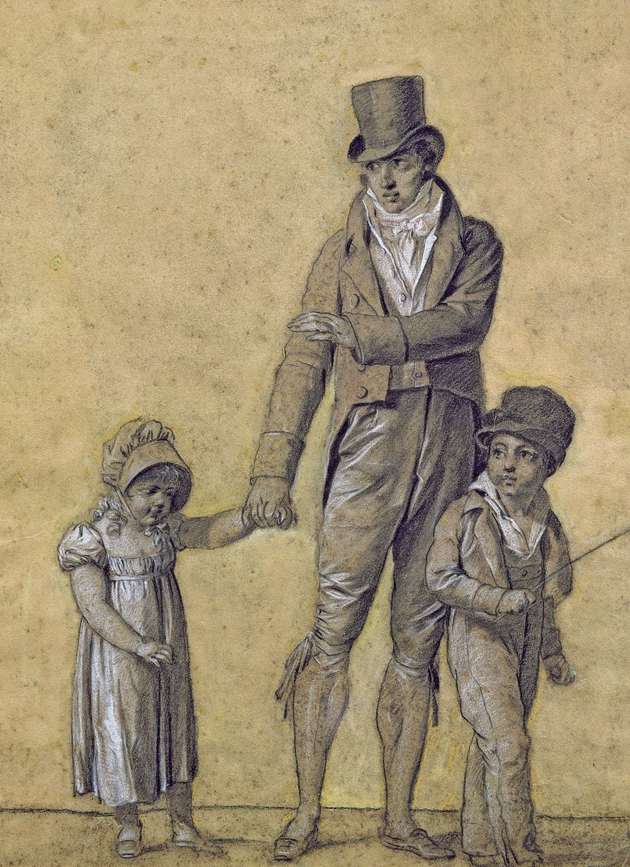 Pai com sua filha, estudo para &39;The Shower&39; de Louis Leopold Boilly