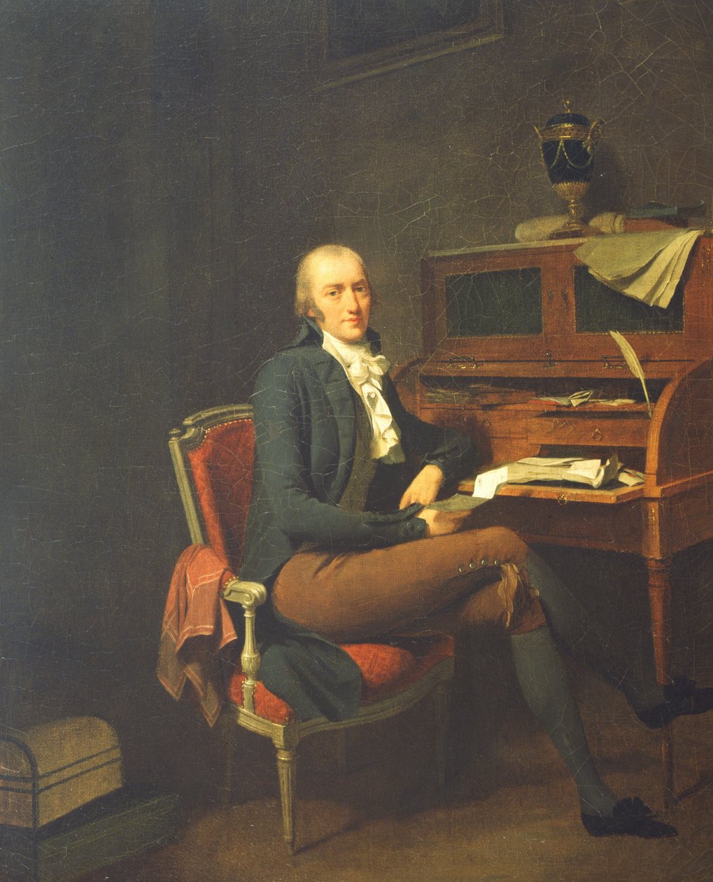 Retrato, de, um, sentada, homem, em, um, escrivaninha de Louis Leopold Boilly
