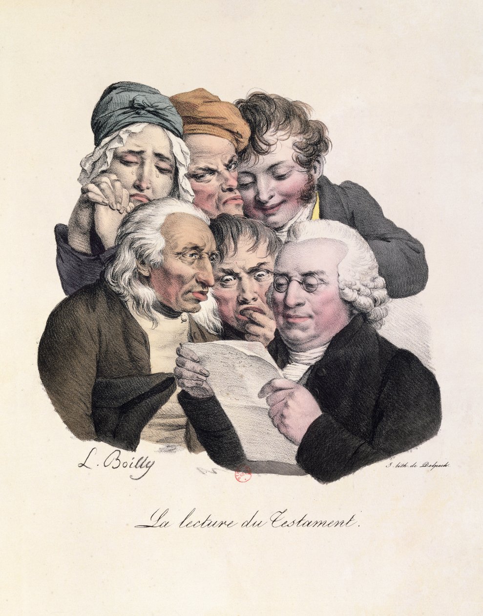 Leitura da vontade, gravada por Francois Seraphin Delpech (1778-1825) de Louis Leopold Boilly