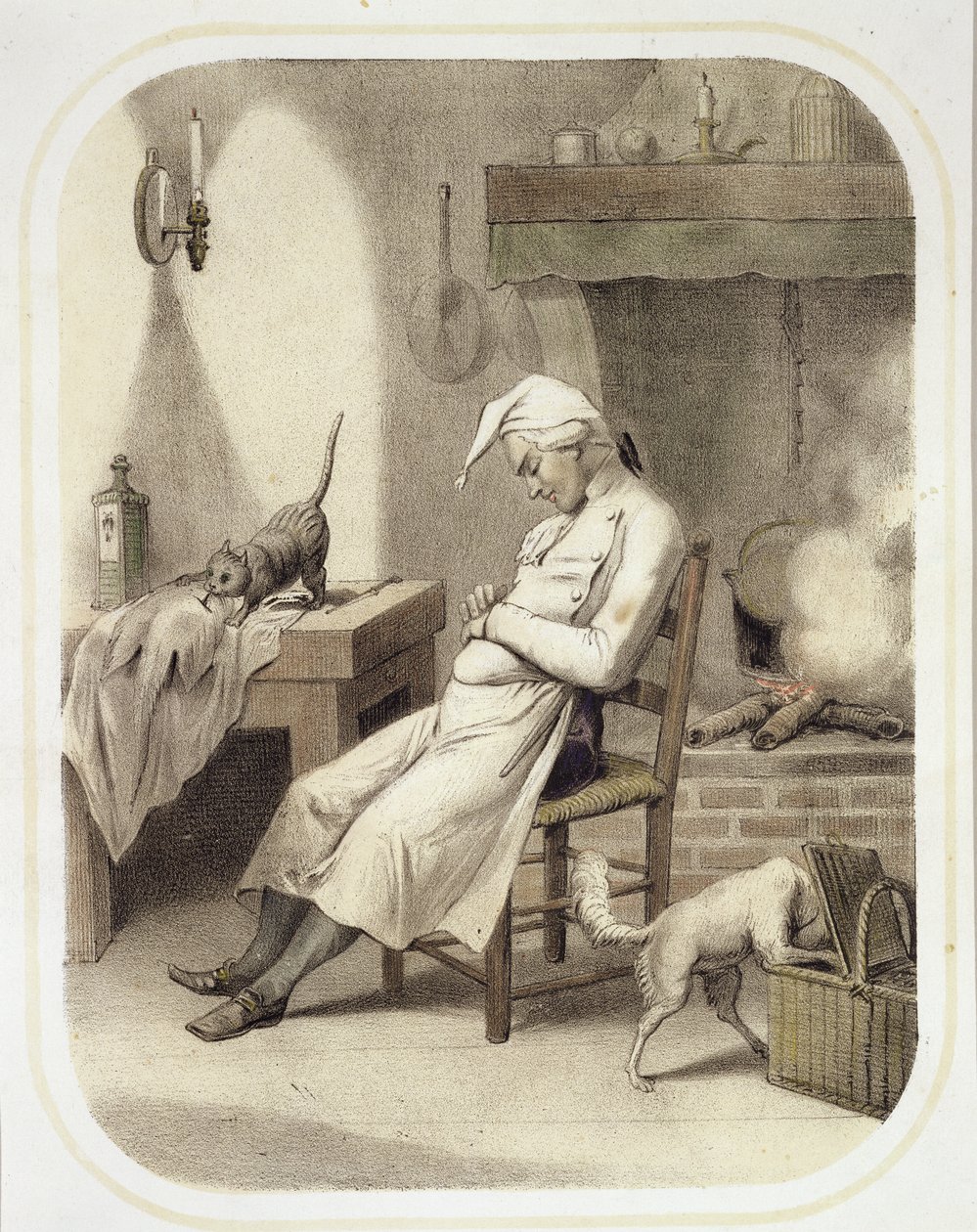 Preguiça na Cozinha, de uma série de gravuras que retratam os Sete Pecados Mortais, c.1850 de Louis Leopold Boilly