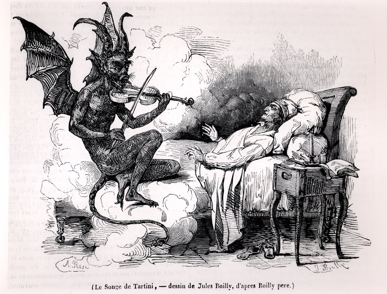 O Sonho de Tartini, gravado por Julien Leopold Boilly (1796-1874) 1840 de Louis Leopold Boilly