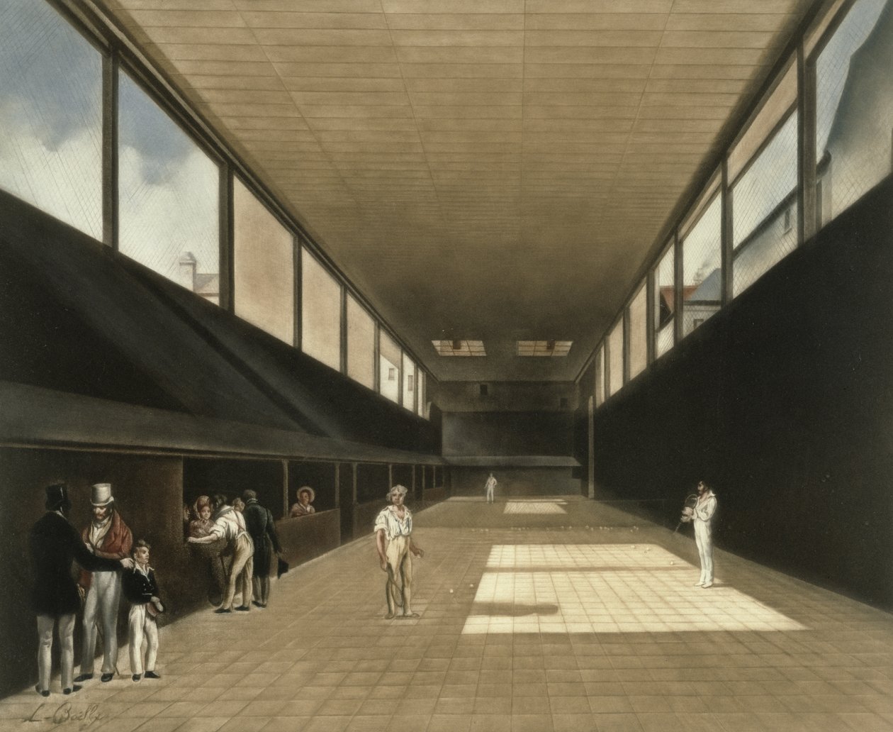 A quadra de tênis em Versalhes, gravada por Lawrence Josset, pub. 1976 de Louis Leopold Boilly