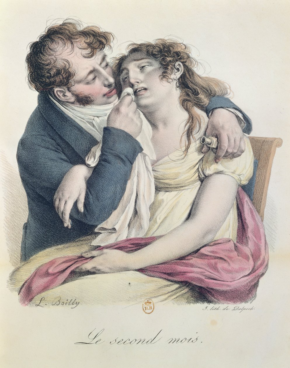 O segundo mês de gravidez, c.1825 (lito colorido) de Louis Leopold Boilly
