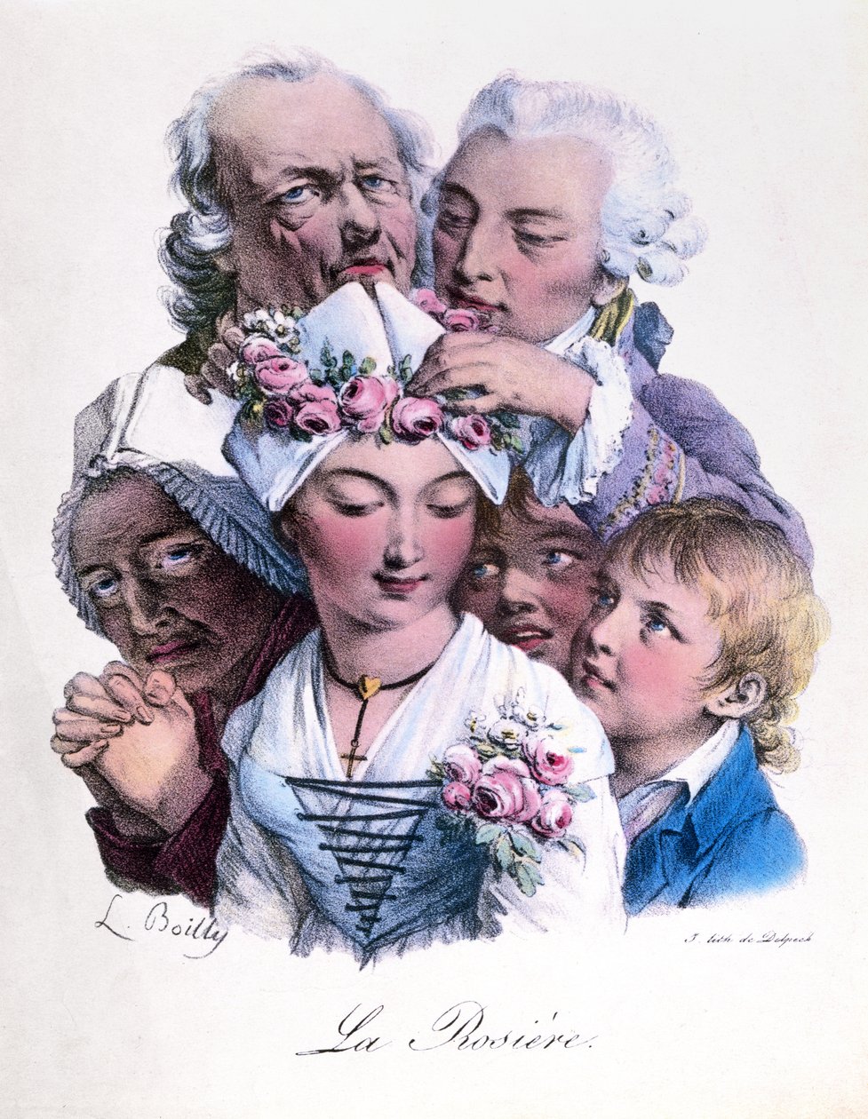 A donzela virtuosa sendo coroada de rosas, c.1825 de Louis Leopold Boilly