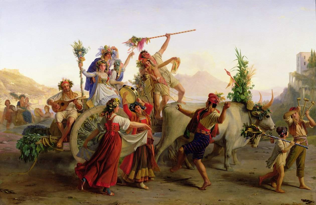 O retorno da procissão da Madonna do Arco, perto de Nápoles, 1827 de Louis Leopold Robert