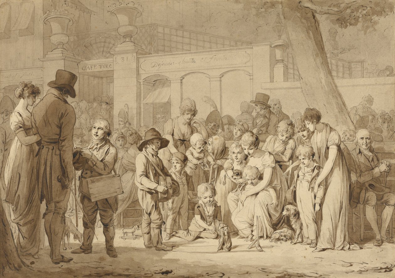 Desenho composicional para entrada no Jardin Turc de Louis Leopold Boilly
