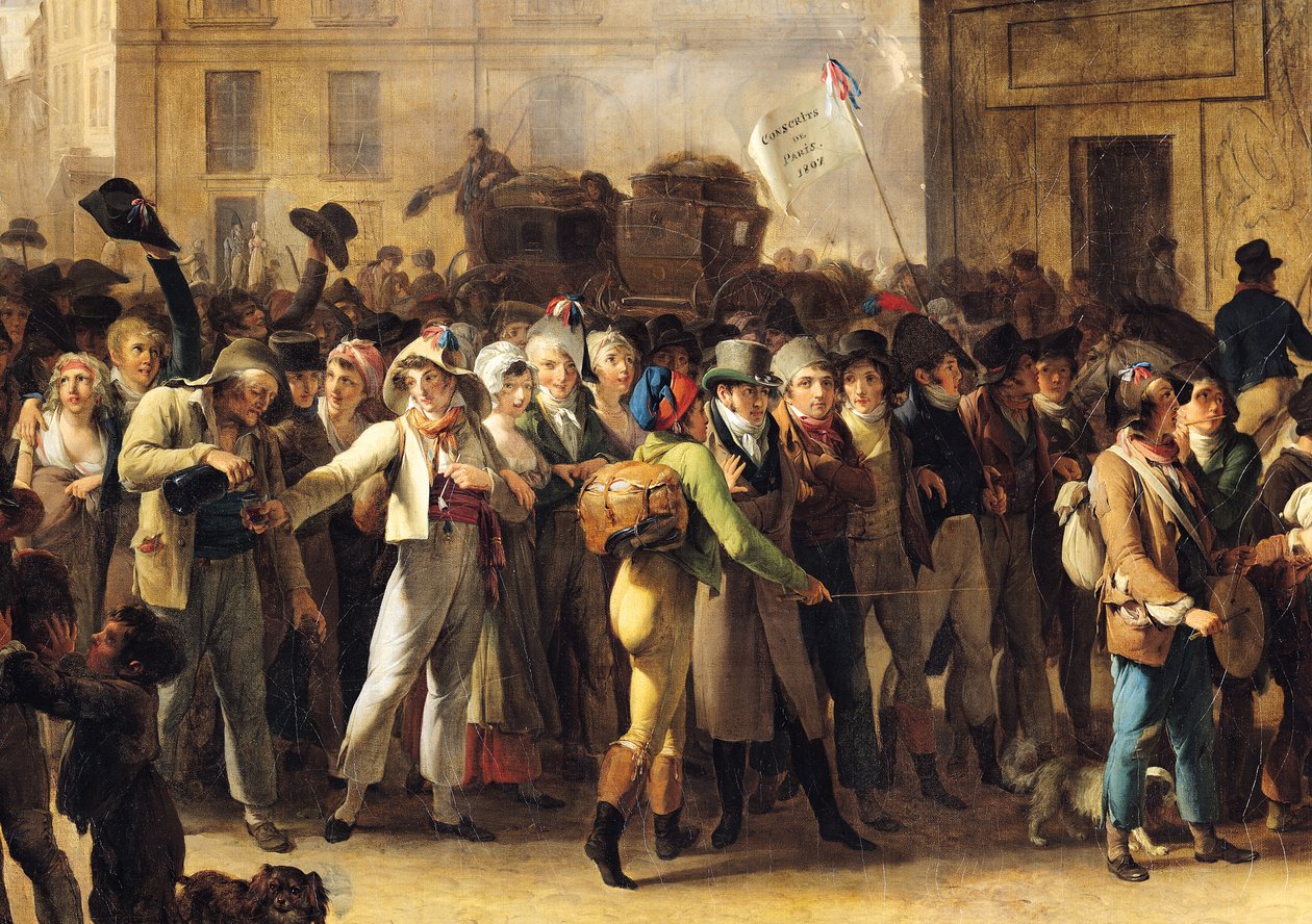 Os recrutas de 1807 marchando pelo portão de Saint-Denis, detalhe dos recrutas (ver também 92387) de Louis Leopold Boilly