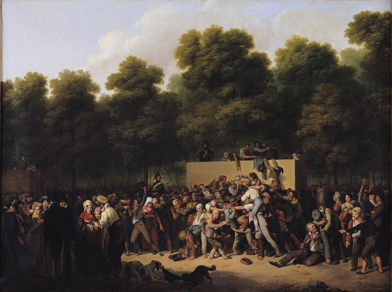 A distribuição de comida e vinho nos Champs-Elysées, 1822 de Louis Leopold Boilly