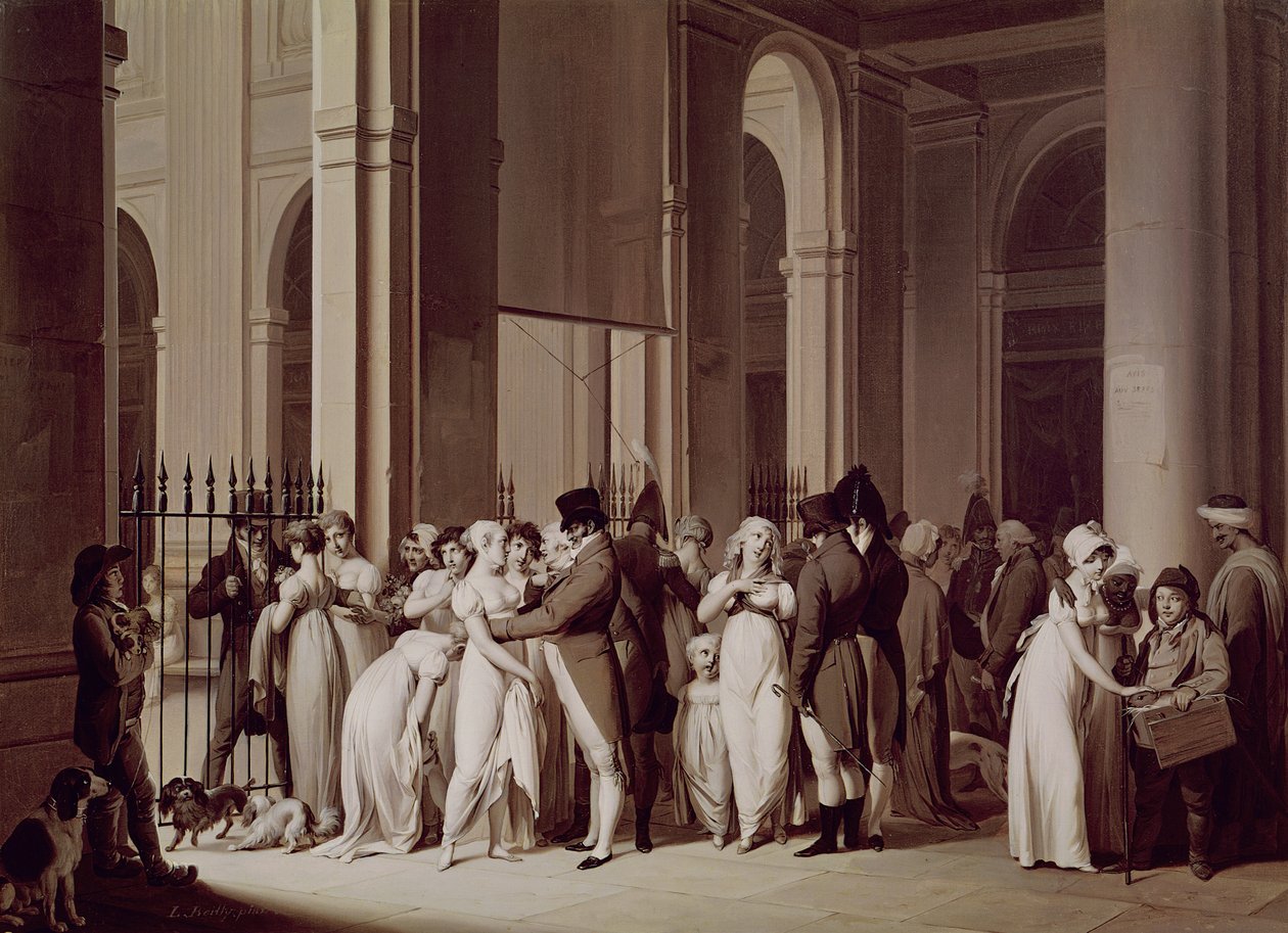 As galerias do Palais Royal, Paris, 1809 de Louis Leopold Boilly