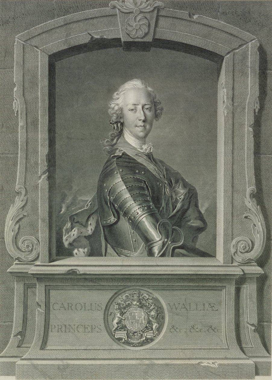 Príncipe Charles Edward Stuart (1720-88), gravado por JG Wille, 1748 (gravura em cobre) de Louis Tocqué