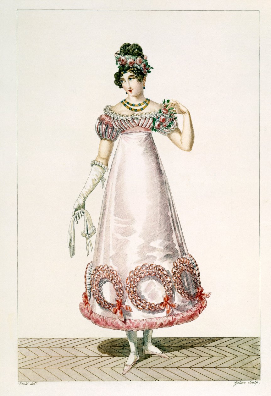 Vestido de baile feminino, gravado por Georges Jacques Gatine (1773-1831), 1780 de Louis Marie Lante