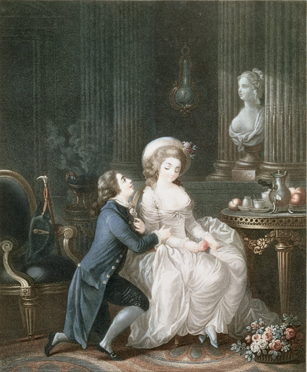 T.2342 The Lover Listen, 1775 (gravura e gravura) de Louis Marin Bonnet
