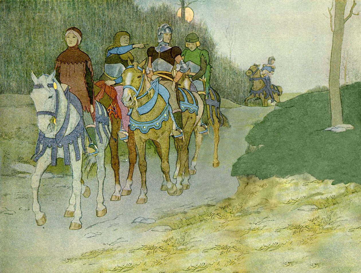 Joana d&39;Arc e sua comitiva viajando para Chinon de Louis Maurice Boutet de Monvel