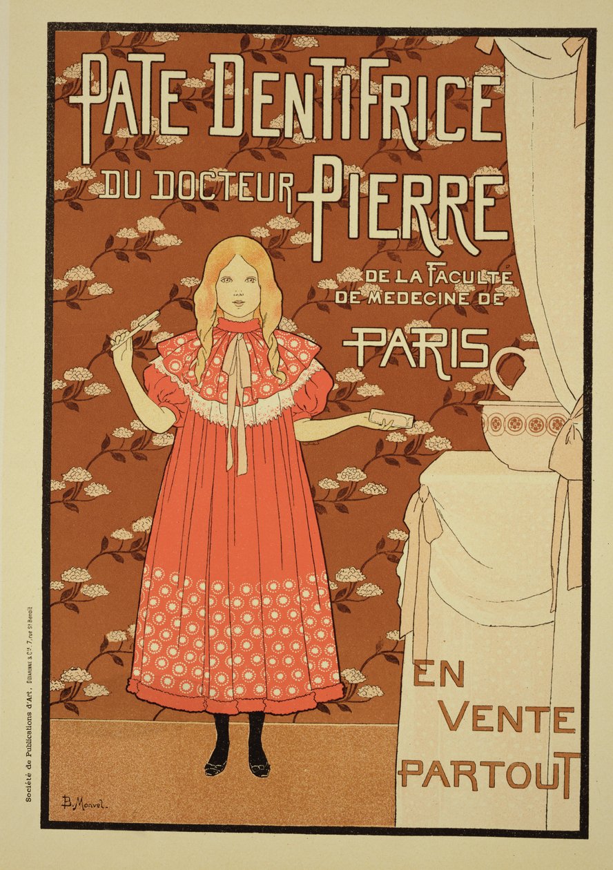 Reprodução de um cartaz publicitário &39;Pasta de dente do doutor Pedro&39;, 1894 de Louis Maurice Boutet de Monvel
