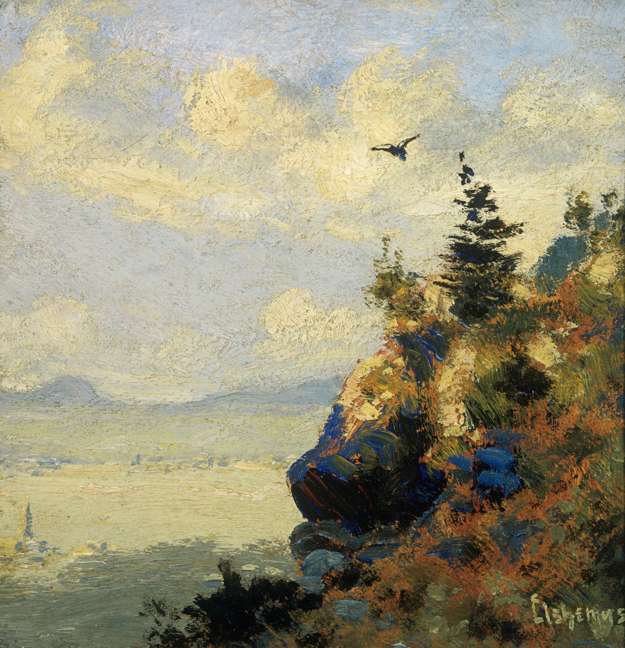 Paisagem de verão com falcão de Louis Michel Eilshemius