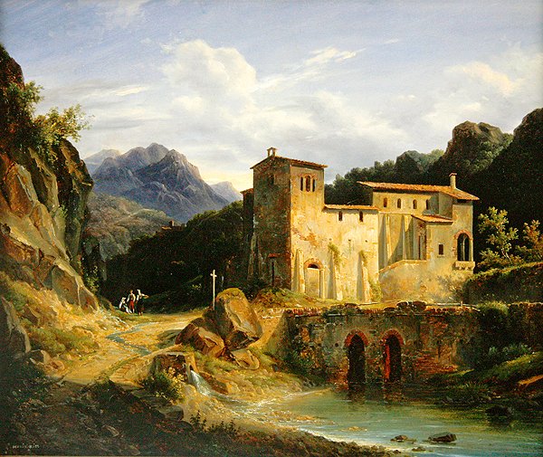 Vista de um mosteiro, 1827 de Louis Montvignier