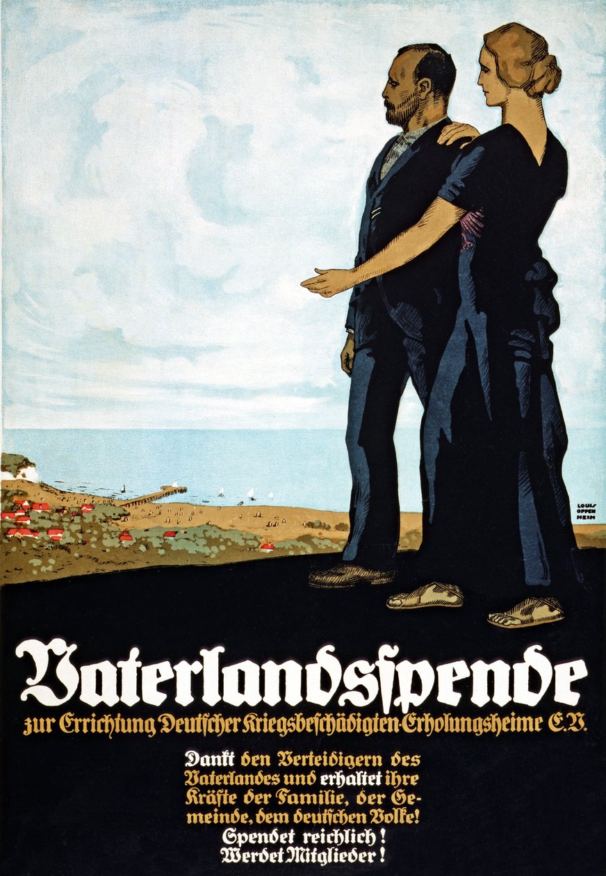 Cartaz de angariação de fundos para o &39;Fundo da Pátria&39;, pub. Berlim 1917 de Louis Oppenheim