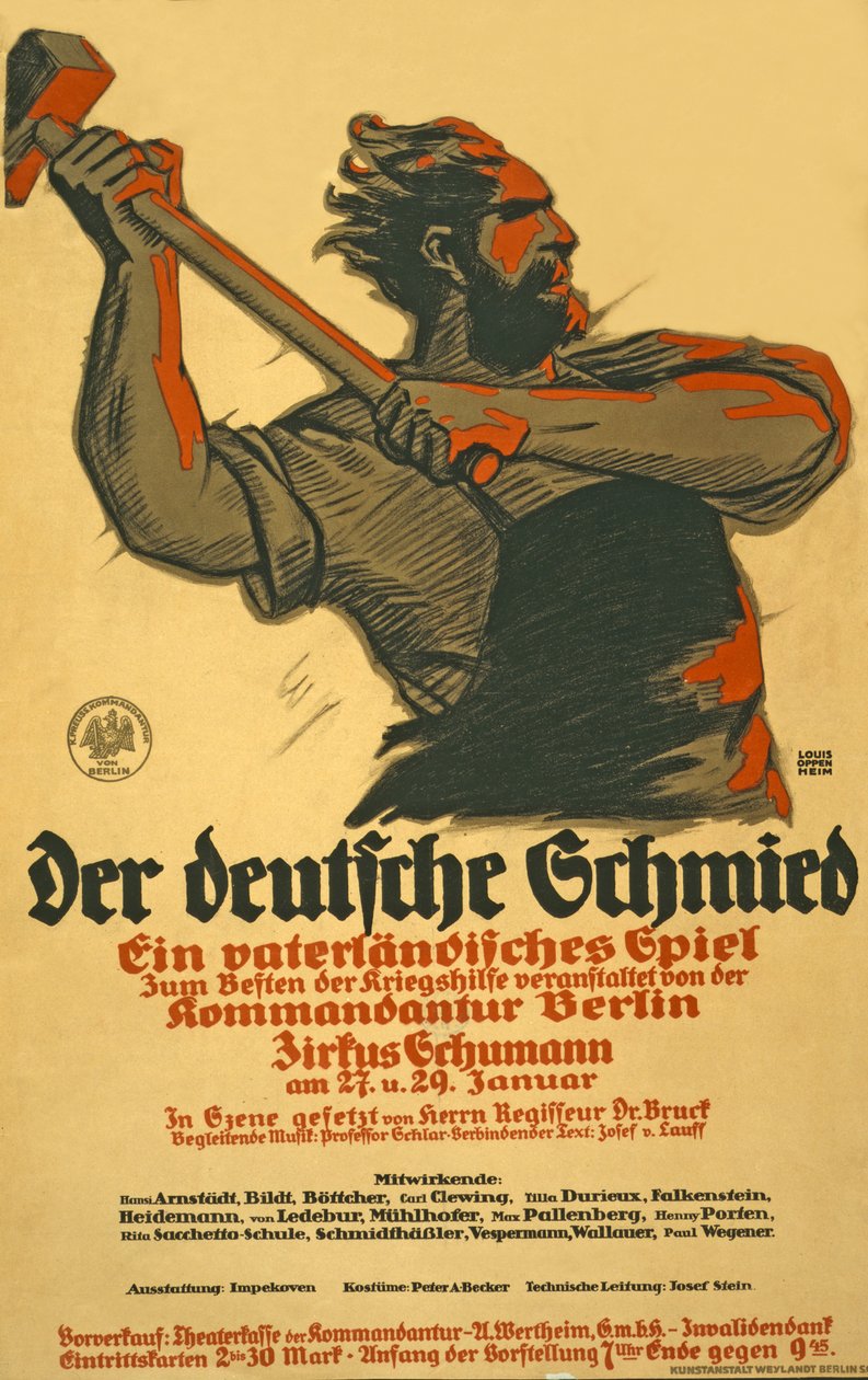 Cartaz anunciando um jogo em auxílio da Ajuda Alemã à Guerra, c.1914-18 de Louis Oppenheim