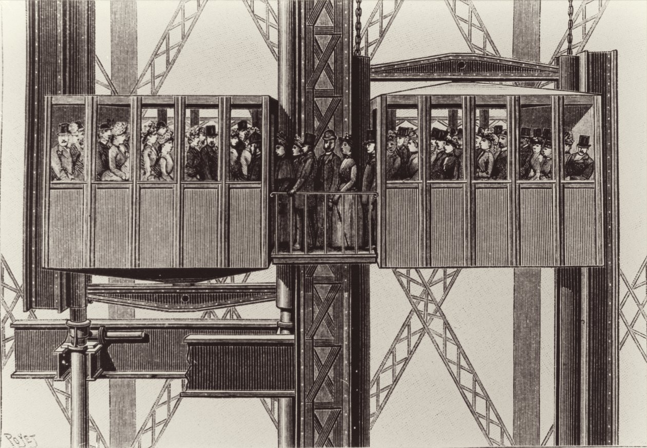 Design para um elevador, por Gustave Eiffel de Louis Poyet