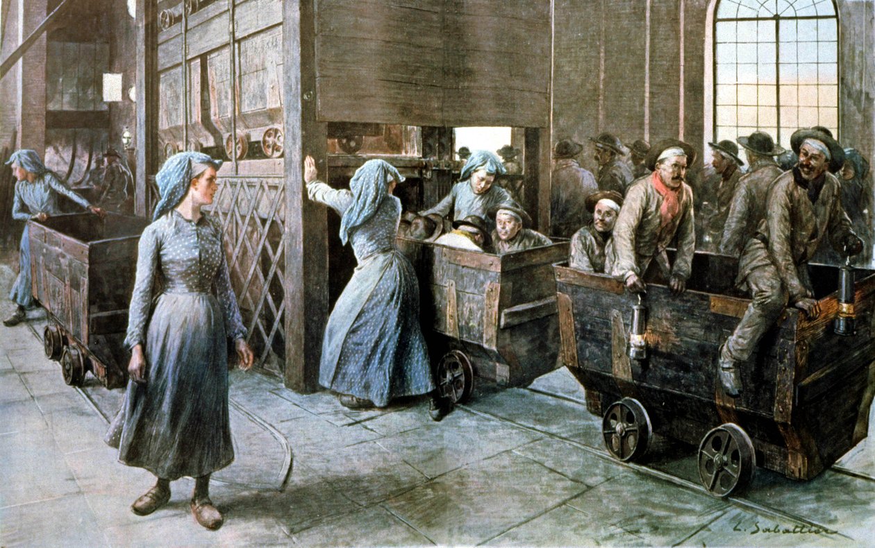Os mineiros, c.1900 de Louis Remy Sabattier