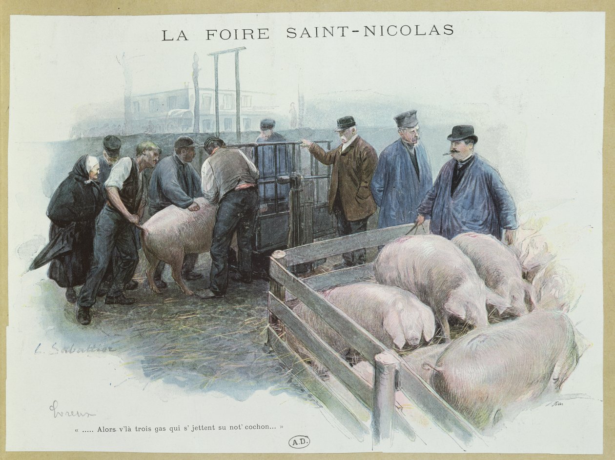 Feira Saint-Nicolas em Evreux, início do século XX de Louis Remy Sabattier