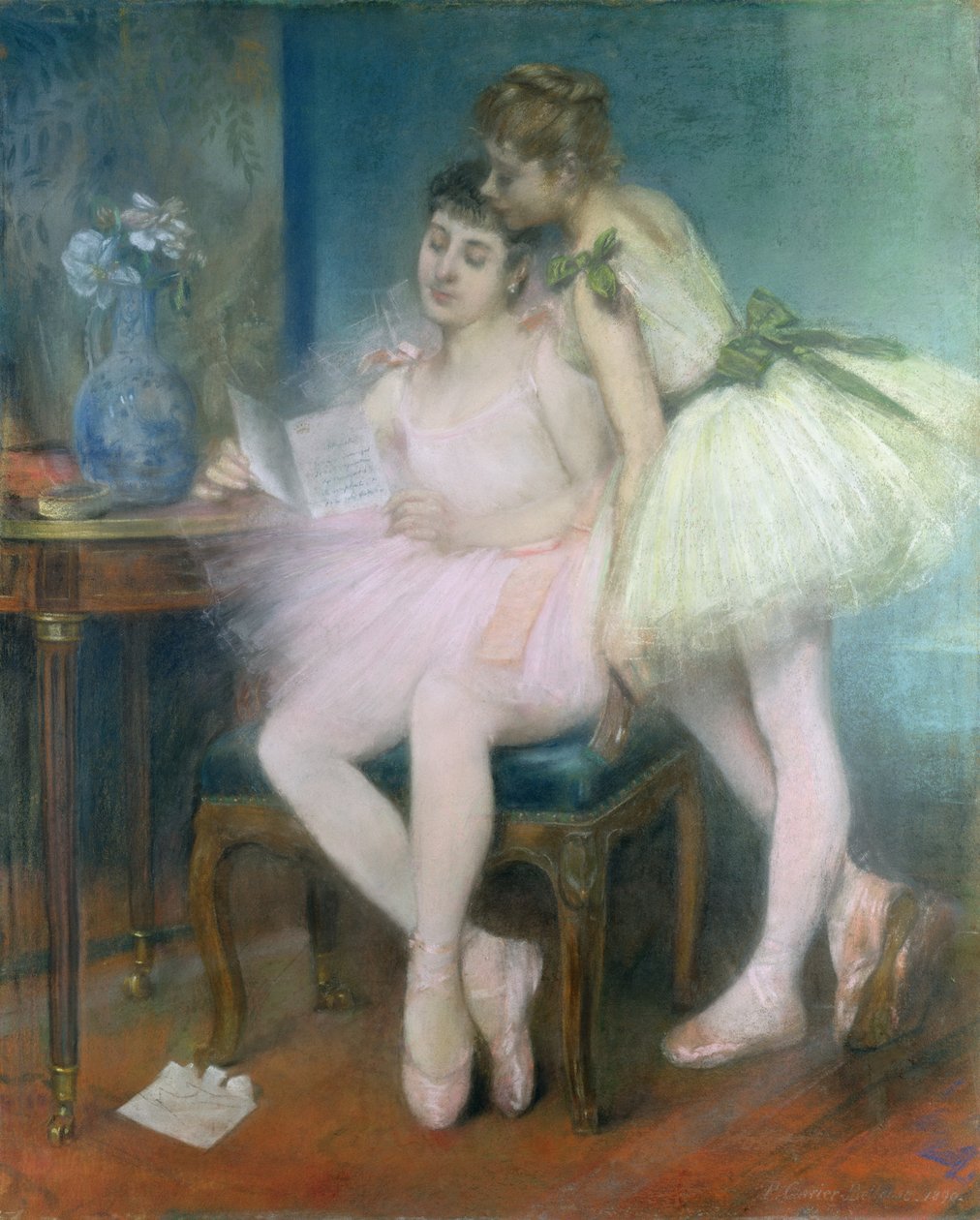 La Lettre (The Letter) 1890 (pastel sobre papel colocado sobre tela) de Louis Robert Carrier Belleuse
