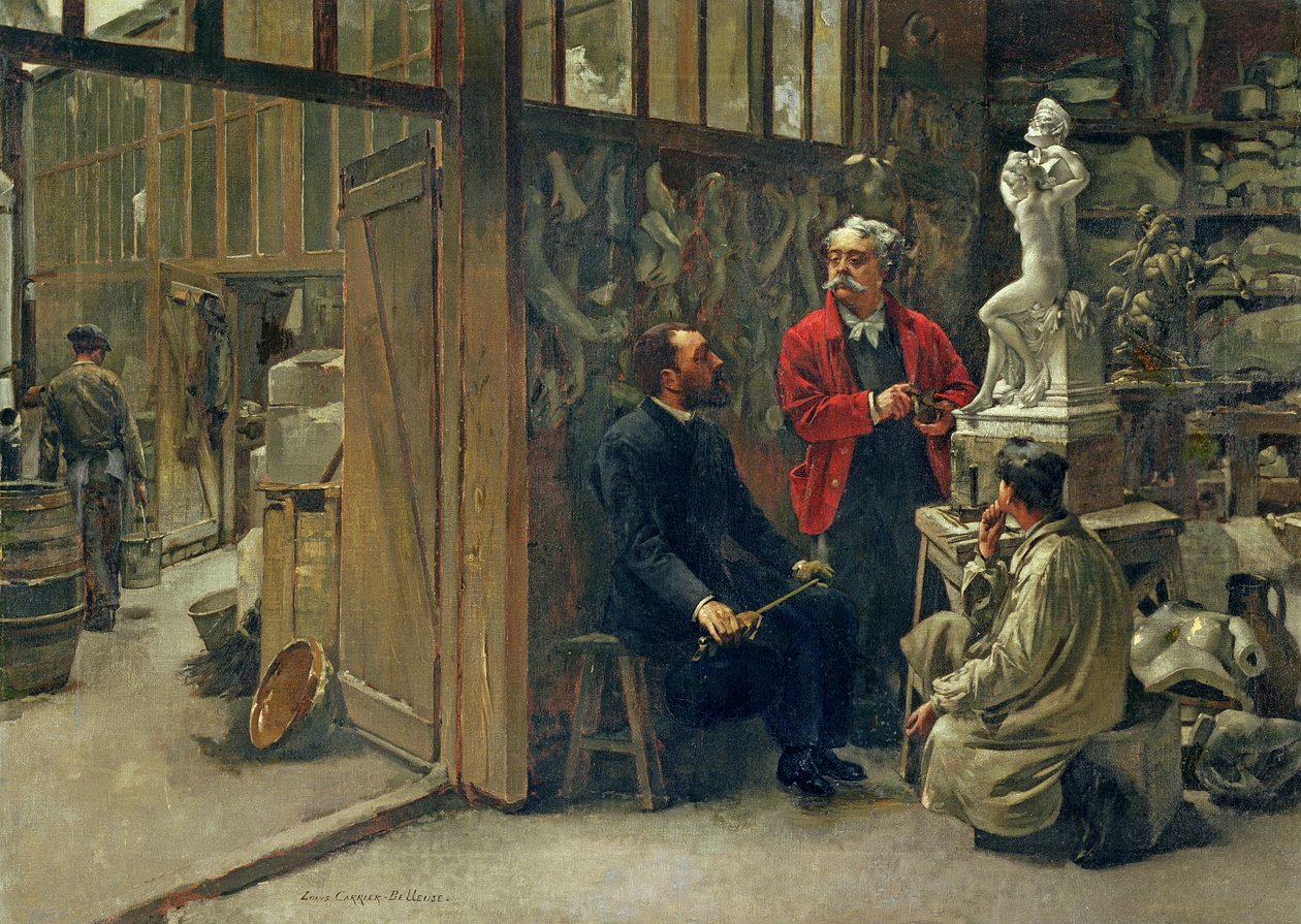 O estúdio dos escultores, c.1870 de Louis Robert Carrier Belleuse