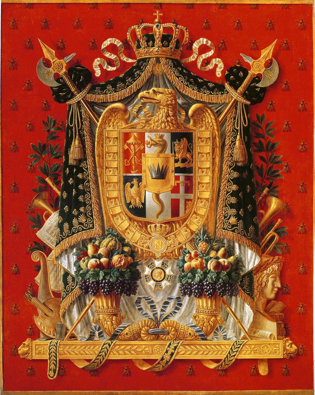 Brasão de armas da Itália, design de tapeçaria, 1808 de Louis Saint Ange Desmaisons