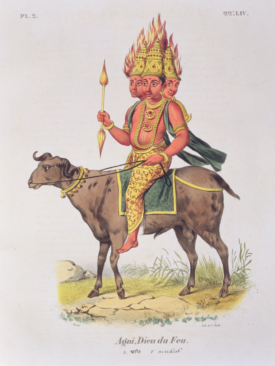 Agni, deus do fogo, gravado por Charles Etienne Pierre (1785-1836) de Louis Thomas Bardel