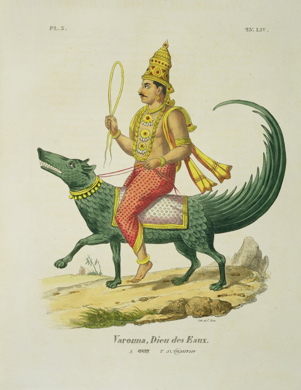 Varuna, deus dos oceanos, gravado por Charles Etienne Pierre Motte (1785-1836) de Louis Thomas Bardel