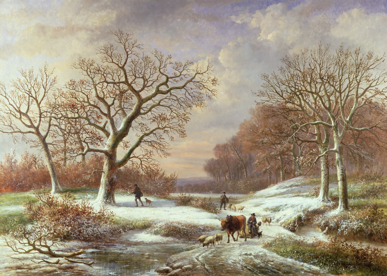 Paisagem de inverno do século XIX de Louis Verboeckhoven