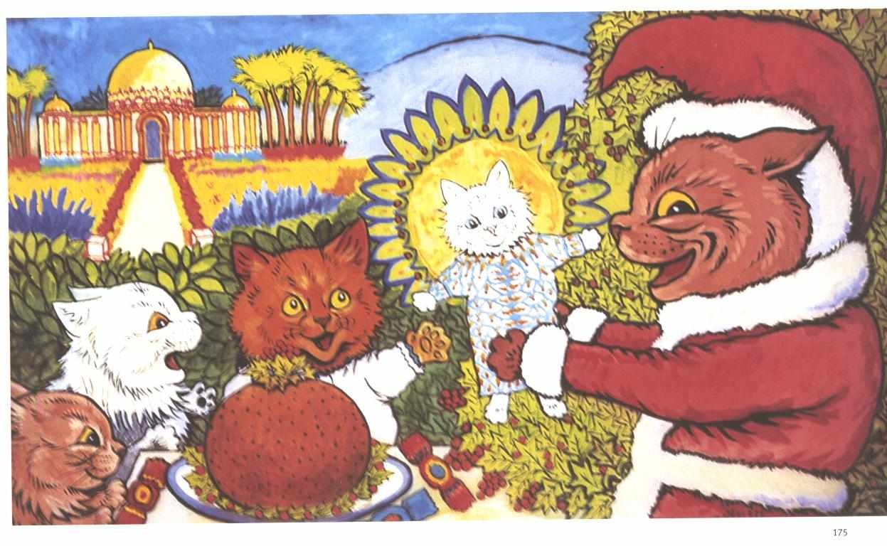 Gatos Natal Inglês: Gatos Christmasn de Louis Wain