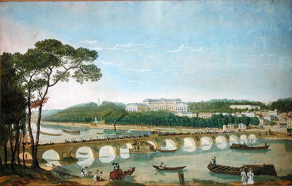 Visita do rei e da rainha de Nápoles ao castelo de Saint-Cloud, em maio de 1830 (wc e guache sobre papel) de Louis Ducis