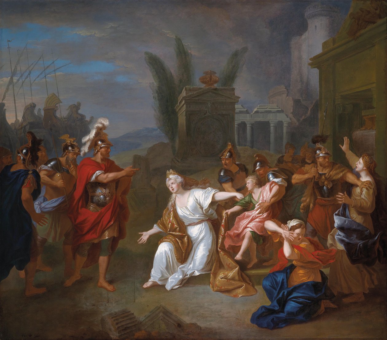 Odisseu exige de Andrómaca o menino Astyanax de Louis de Silvestre