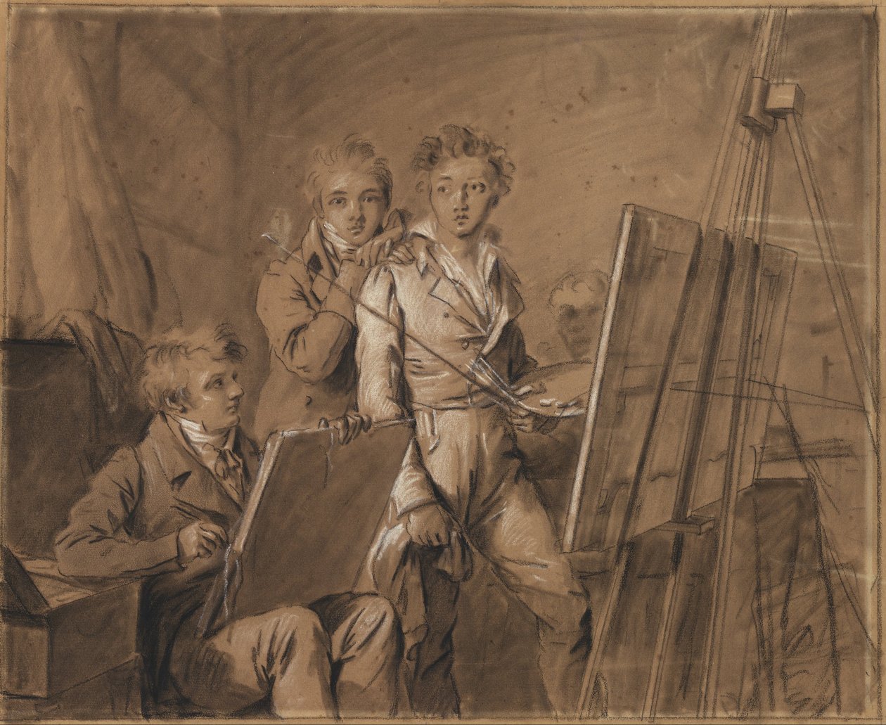 Três jovens artistas em um estúdio de Louis Leopold Boilly