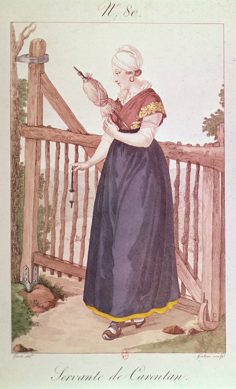 Traje de um criado de Carentan, impresso por Georges Jacques Gatine de Louis Marie Lante