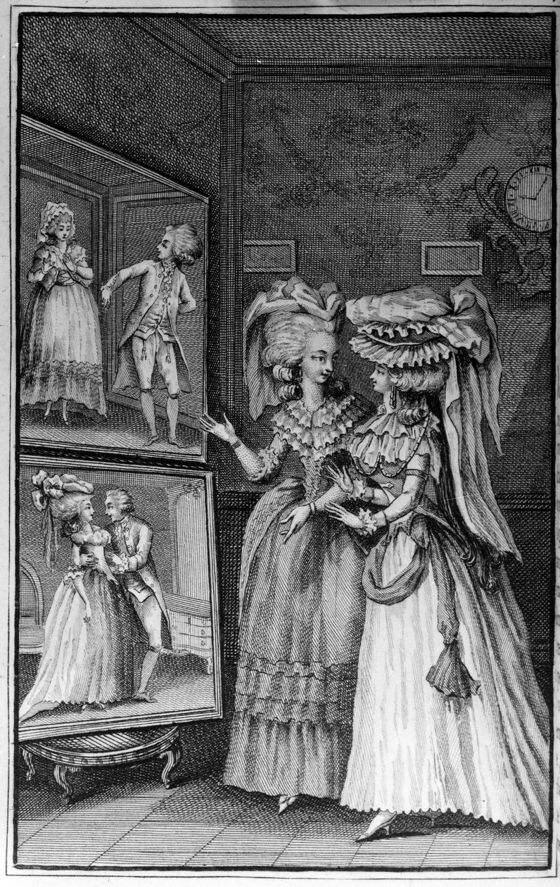 Ilustração de Louis Binet (1744-1800) para o livro de Nicolas Edme Restif de La Bretonne "Les Parisiennes", ou XL General Characters Taken in the Modern Moors, apto para servir uma l