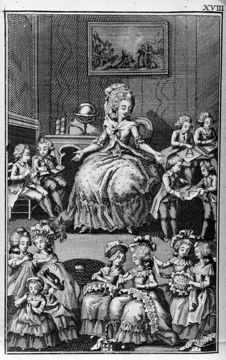 Ilustração de Louis Binet (1744-1800) para o livro de Nicolas Edme Restif de La Bretonne "Les Parisiennes", ou XL General Characters Taken in the Modern Moors, apto para servir uma l