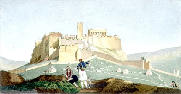 Vista da Acrópole de Atenas de Louis (after) Dupre