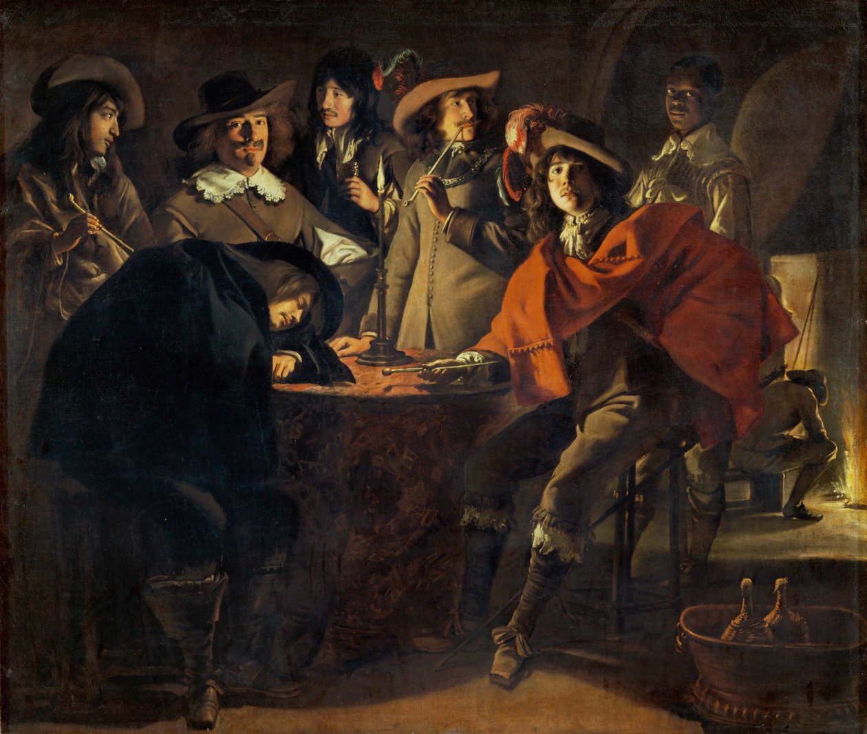La tabagie, dit aussi le corps de garde - 1643 Uma companhia de fumadores, também os guardas ... de Louis (attr. to) Le Nain
