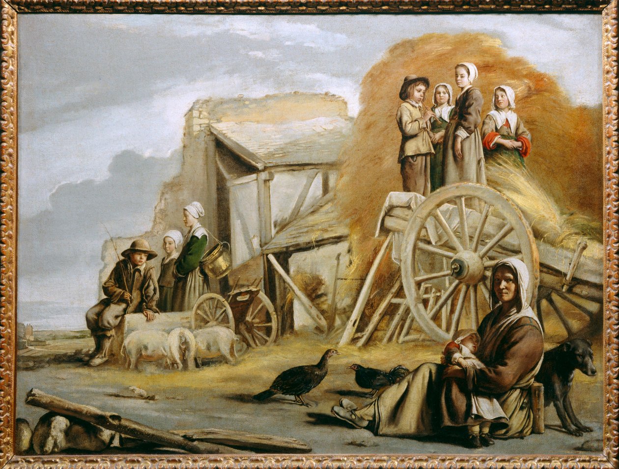 O carro de feno ... de Louis (attr. to) Le Nain