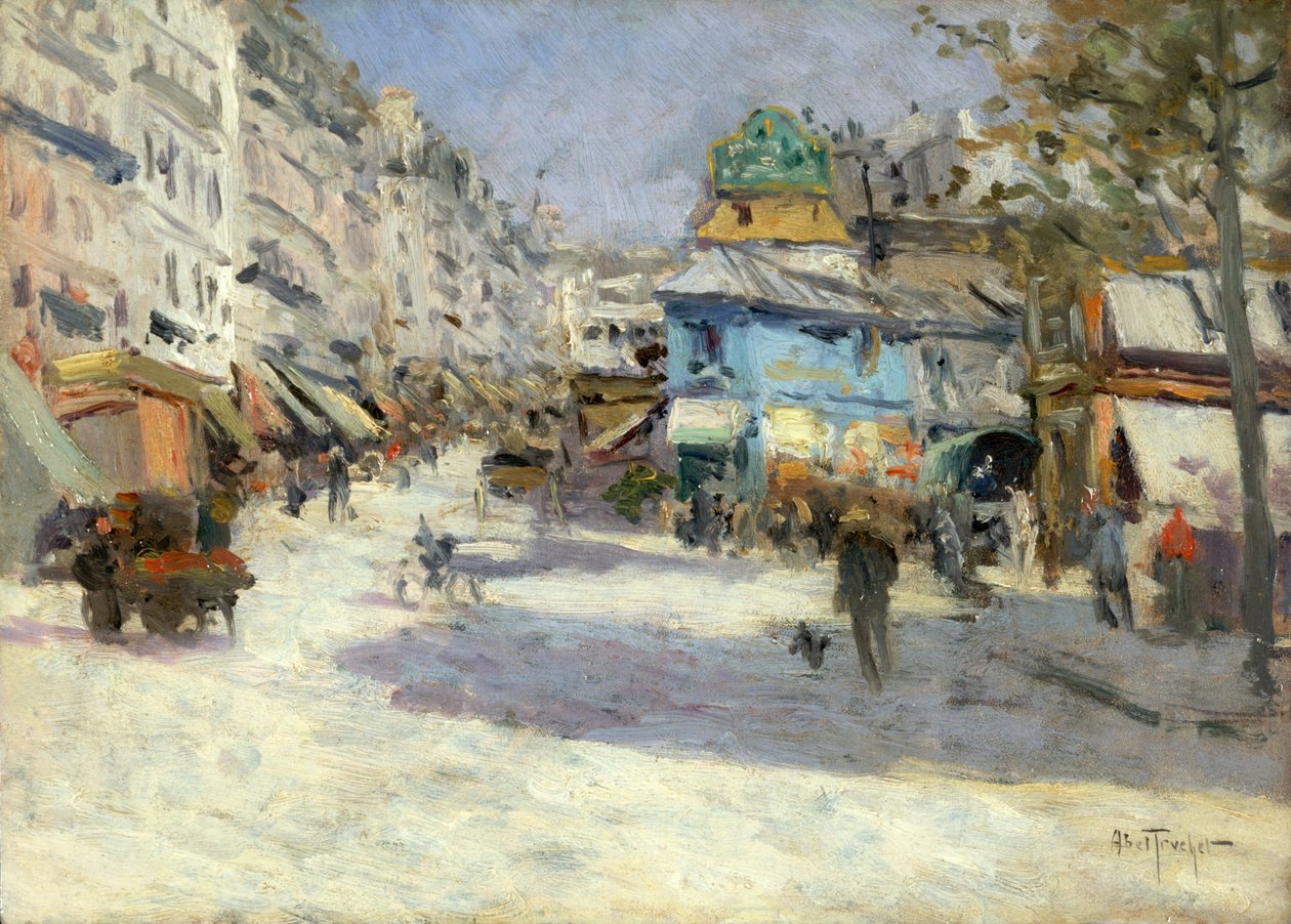 Rue Lepic, esquina da Rue Puget e Place Blanche, ca. 1890 (óleo sobre madeira) de Louis Abel Truchet