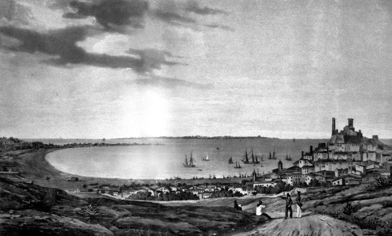 Cannes e a ilha de Sainte Marguerite de Louis Ambroise (after) Garneray