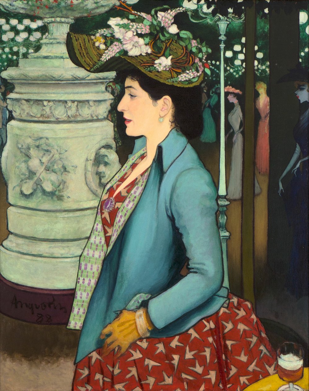 Uma mulher elegante no Élysée Montmartre de Louis Anquetin