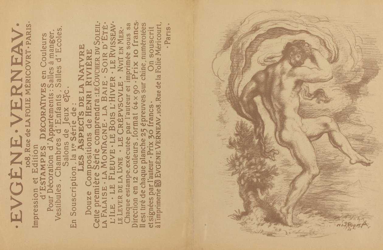 Nus dançantes e propaganda para "Decorative Prints" de Eugène Verneau [verso] de Louis Anquetin