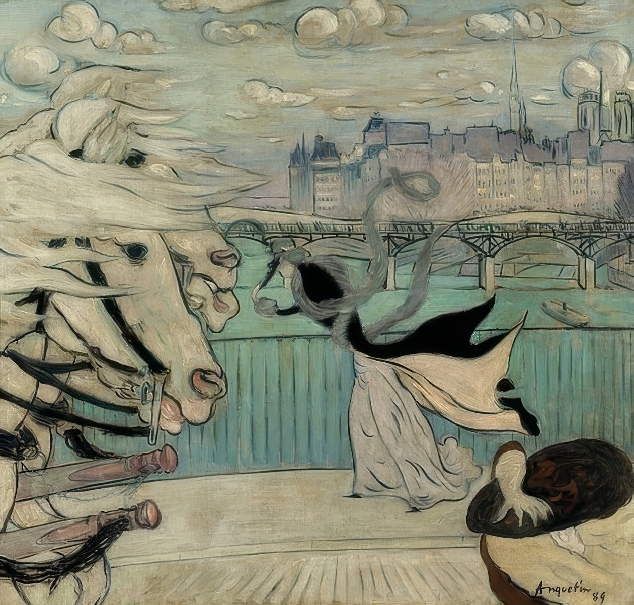 A rajada de vento na ponte do Sena. 1889 de Louis Anquetin