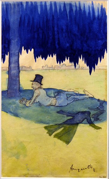 Homem abrigado debaixo de uma árvore, c.1887 (aguarela sobre papel) de Louis Anquetin