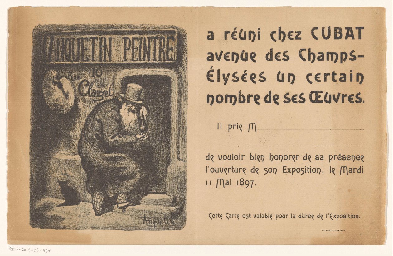 Convite para uma exposição de pinturas de Louis Anquetin de Louis Anquetin