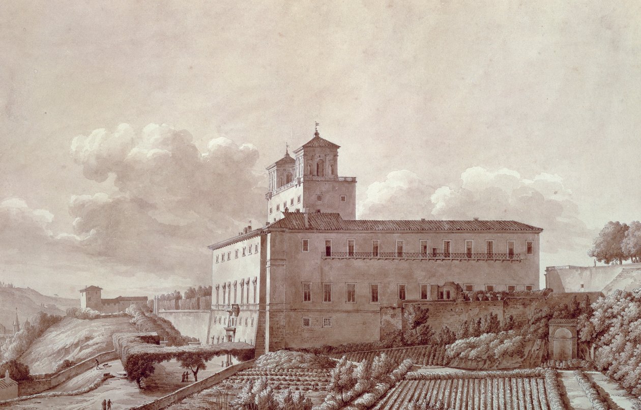 Villa Medici no Monte Pincian (Pincio) em Roma, por Louis-Auguste Boileau (1812-1896), Itália de Louis Auguste Boileau