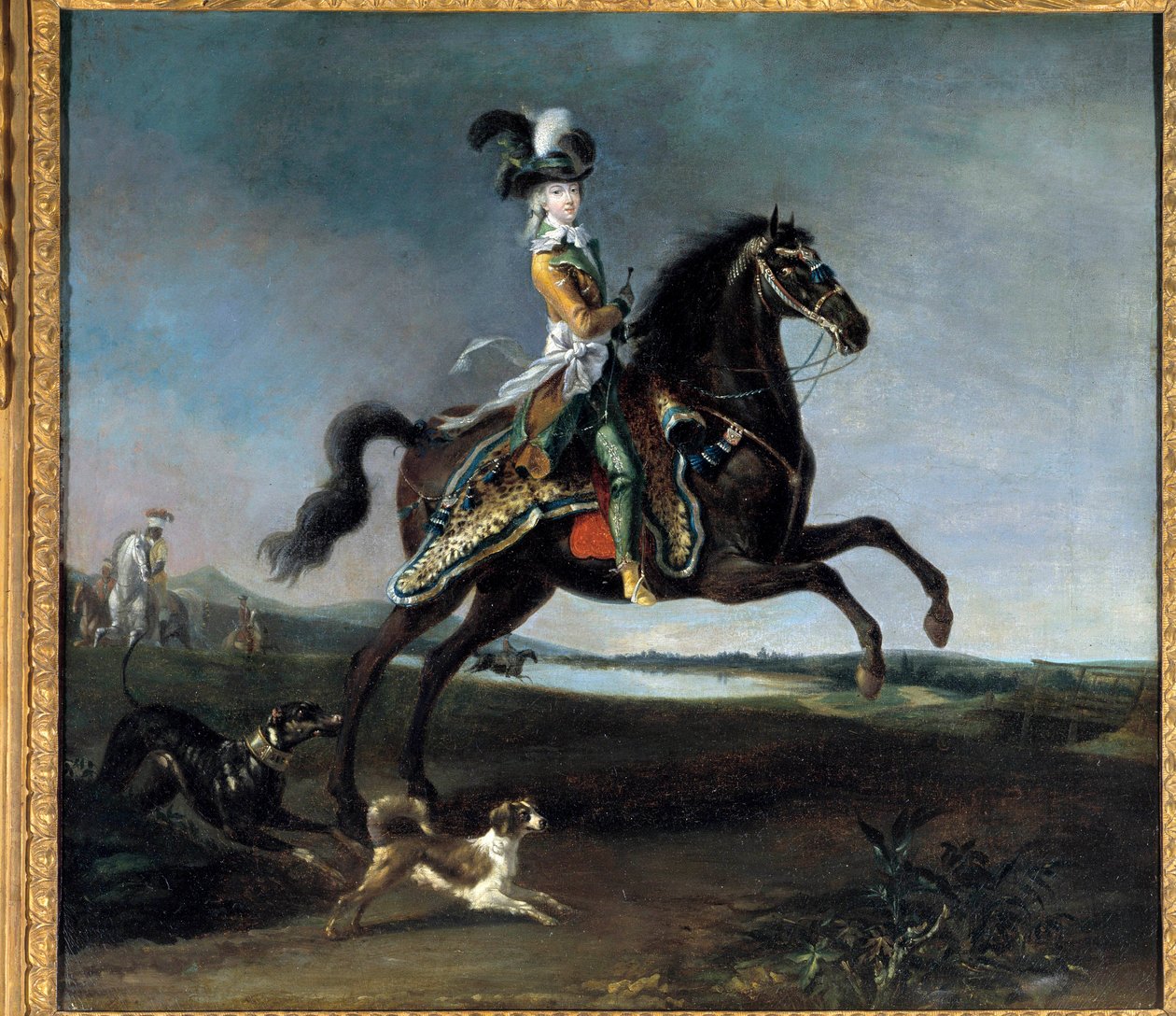 Retrato equestre de Maria Antonieta de Lorraine Habsburg, Rainha de França (1755-1793) Pintura de Louis Auguste Brun (1758-1815) de Louis Auguste Brun